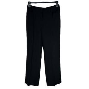 WHBM 4R Wide Leg Dress Pants Hi-Rise Pockets Zip-Fly Creased Flat Front Black